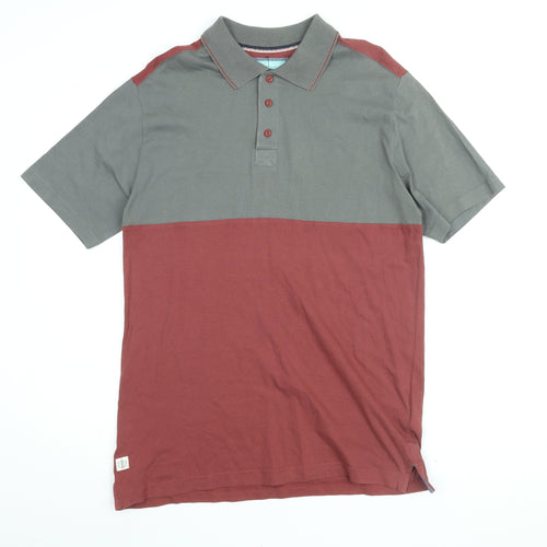 Avenue Mens Red Cotton Polo Size M Collared Button