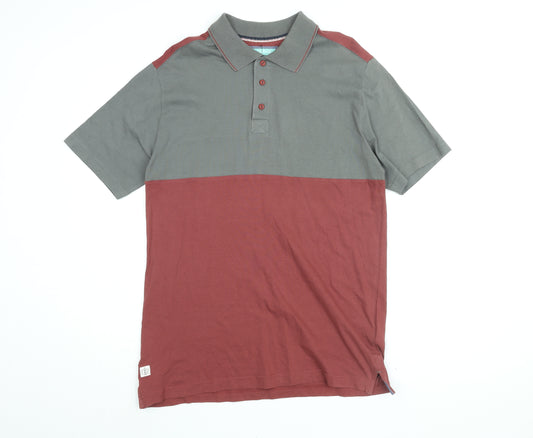 Avenue Mens Red Cotton Polo Size M Collared Button