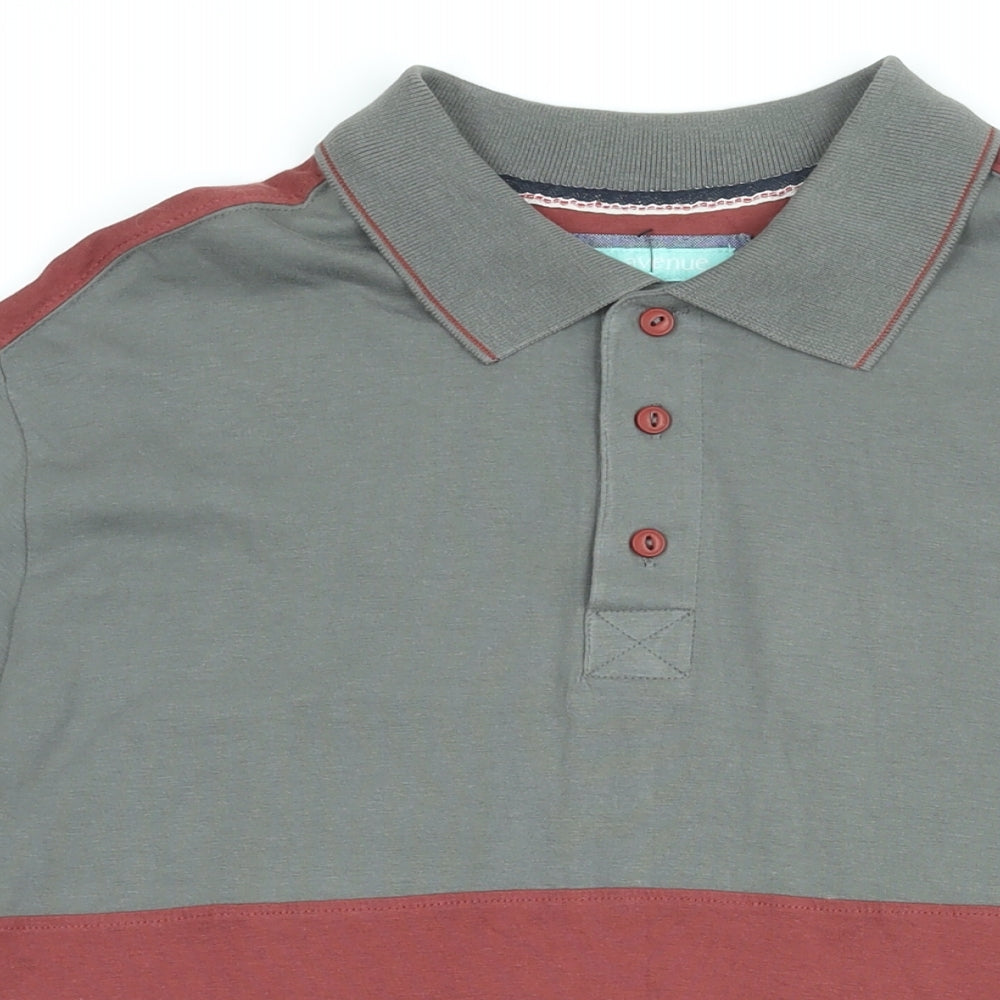 Avenue Mens Red Cotton Polo Size M Collared Button