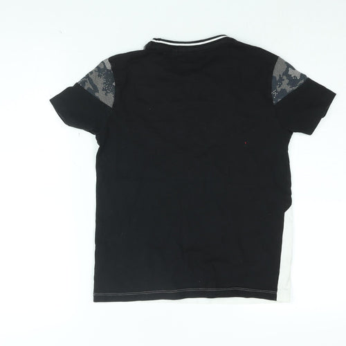 NEXT Boys Black Geometric Cotton Basic T-Shirt Size 10 Years Round Neck Pullover - NLTD