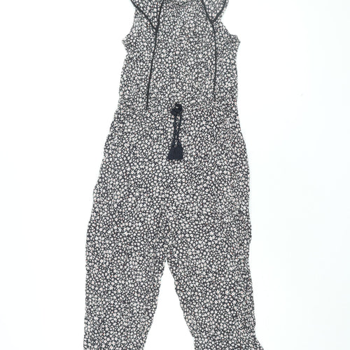 NEXT Girls Black Floral Viscose Jumpsuit One-Piece Size 9 Years L18 in Pullover