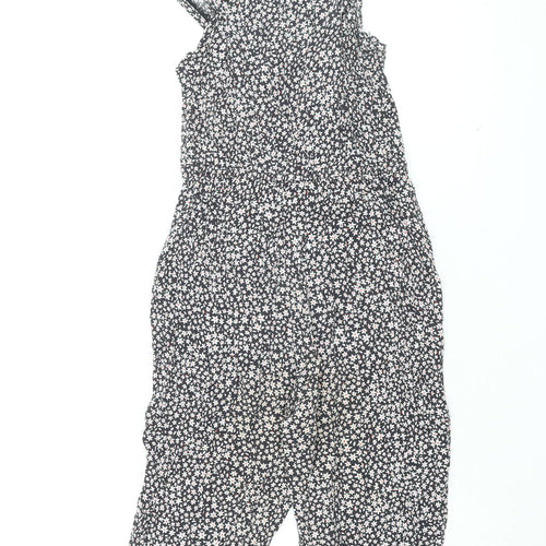 NEXT Girls Black Floral Viscose Jumpsuit One-Piece Size 9 Years L18 in Pullover