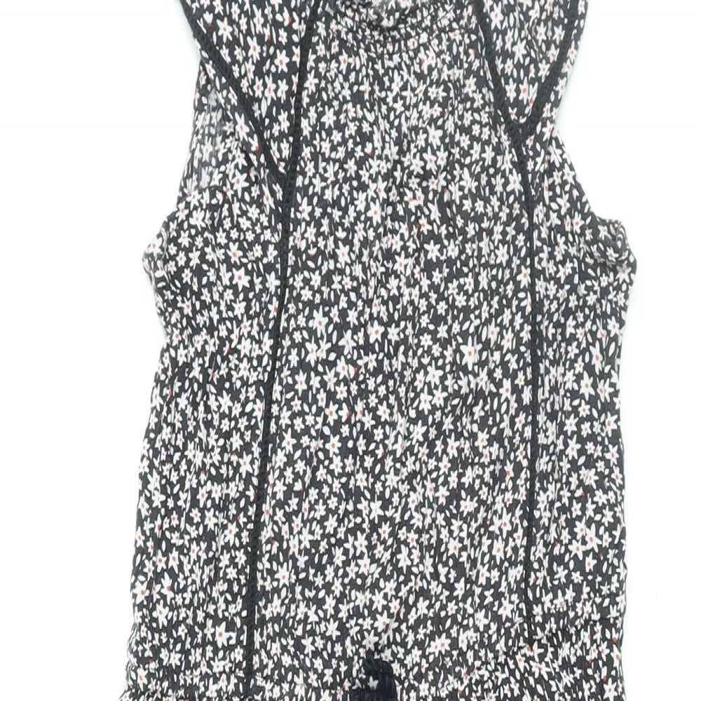 NEXT Girls Black Floral Viscose Jumpsuit One-Piece Size 9 Years L18 in Pullover
