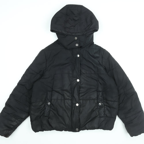 Marks and Spencer Womens Black Puffer Jacket Coat Size 14 Zip