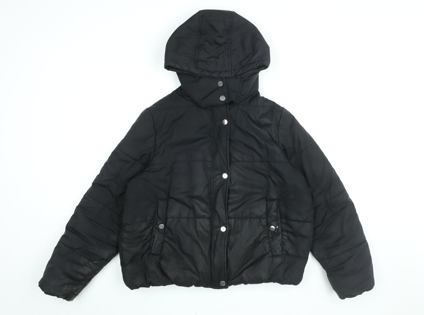 Marks and Spencer Womens Black Puffer Jacket Coat Size 14 Zip
