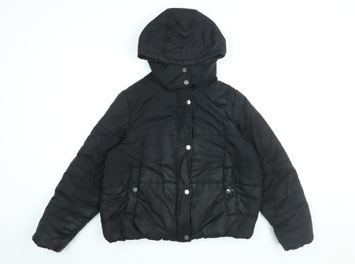 Marks and Spencer Womens Black Puffer Jacket Coat Size 14 Zip