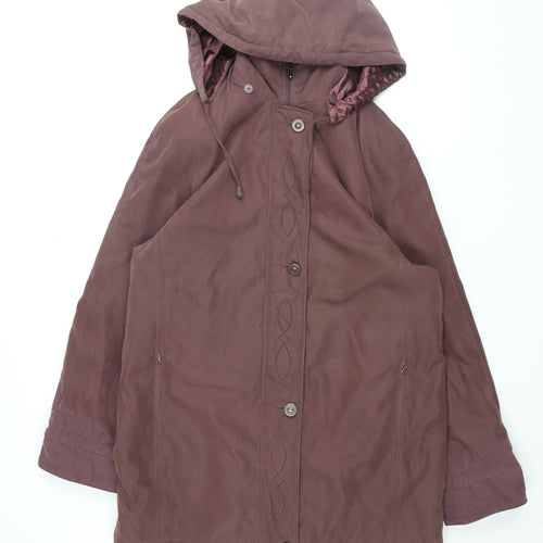 Bonmarché Womens Purple Overcoat Coat Size S Zip