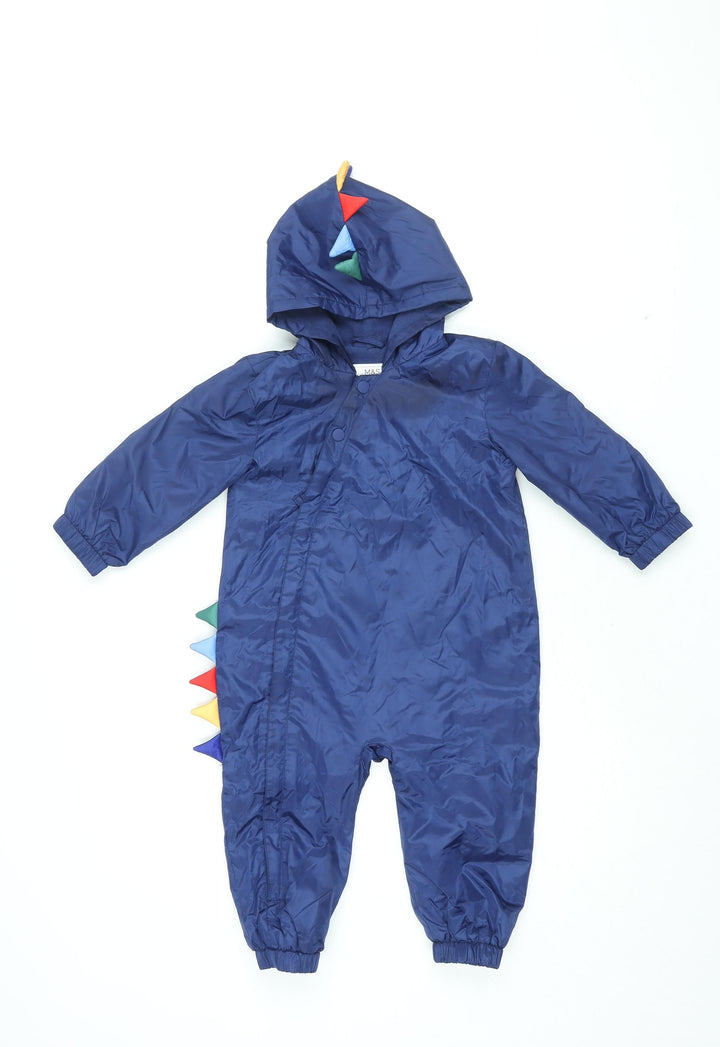 marks and Baby Blue Polyester Jumpsuit Outfit/Set Size 12-18 Months Zip