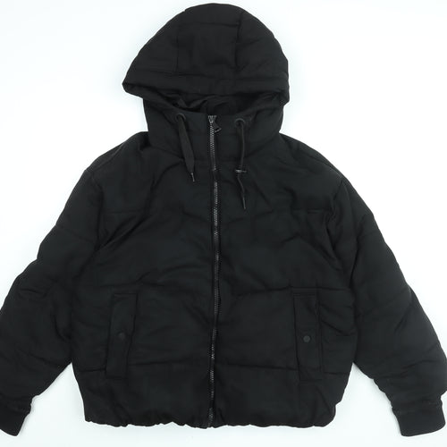 Pull&Bear Womens Black Puffer Jacket Coat Size L Zip