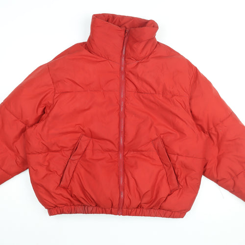 Weekday Womens Red Puffer Jacket Coat Size XS Zip
