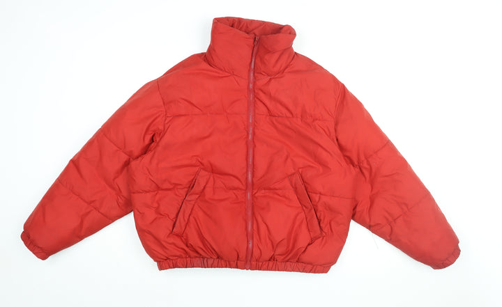 Weekday Womens Red Puffer Jacket Coat Size XS Zip