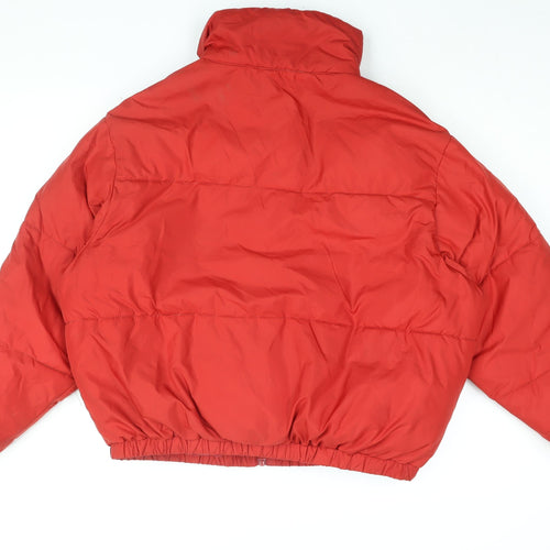 Weekday Womens Red Puffer Jacket Coat Size XS Zip