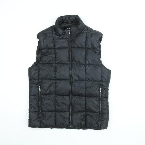 H&M Mens Black Gilet Coat Size 40 Zip