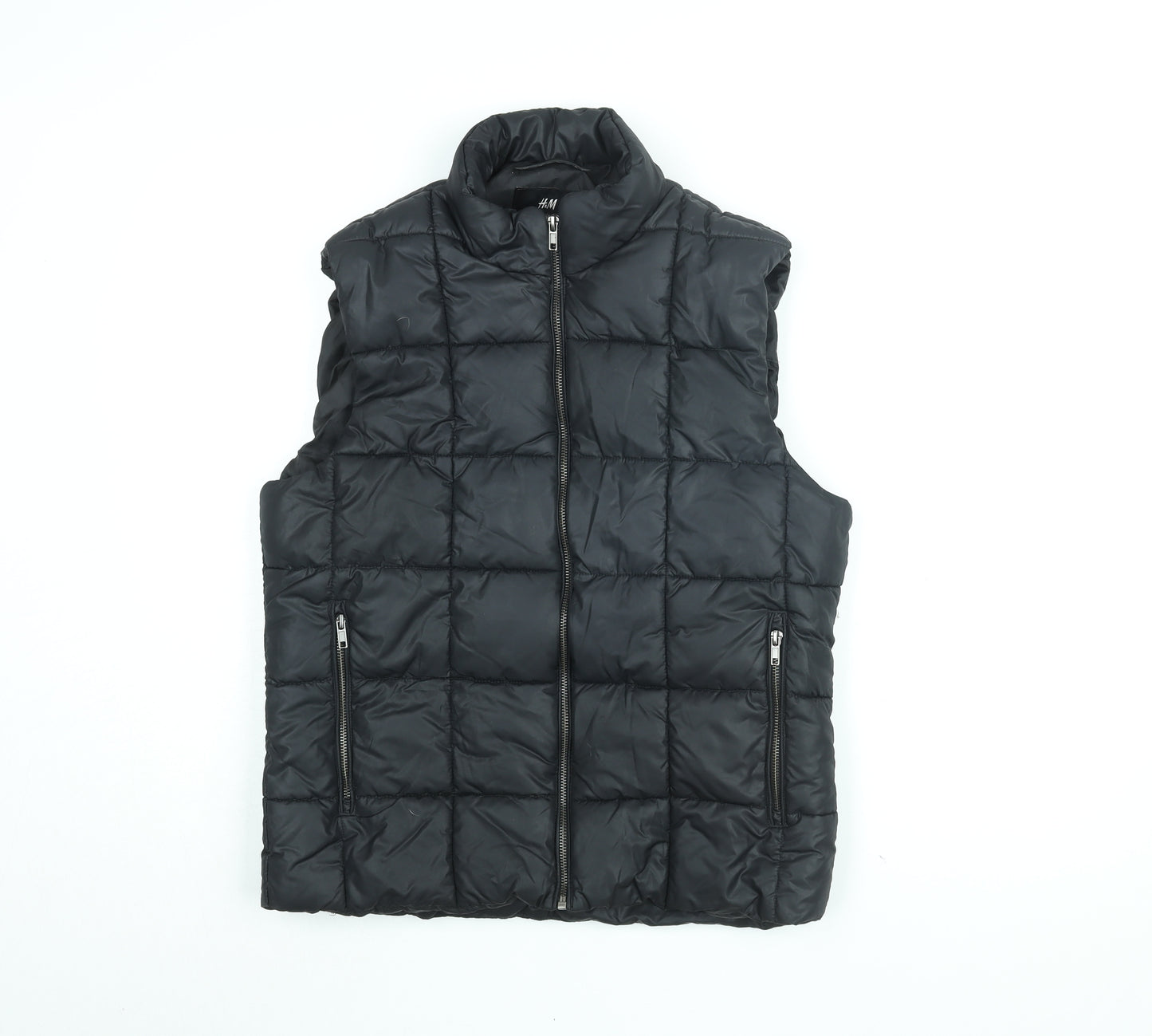H&M Mens Black Gilet Coat Size 40 Zip