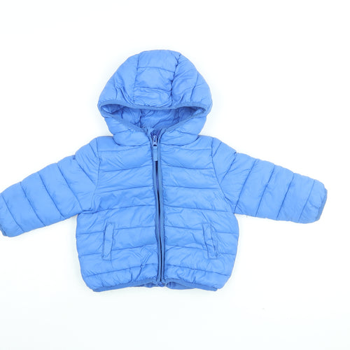 Mothercare Baby Blue Puffer Jacket Coat Size 18-24 Months Zip