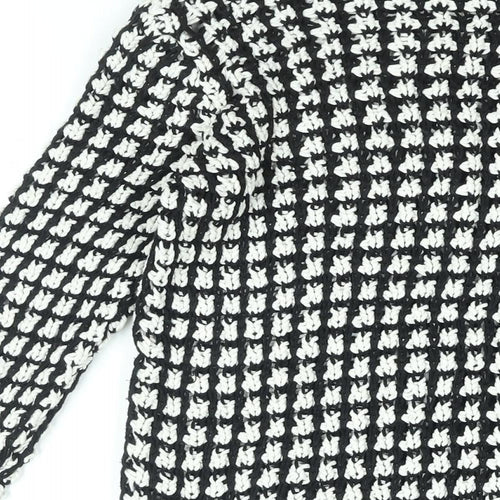 Marks and Spencer Womens Black Round Neck Geometric Cotton Pullover Jumper Size 8