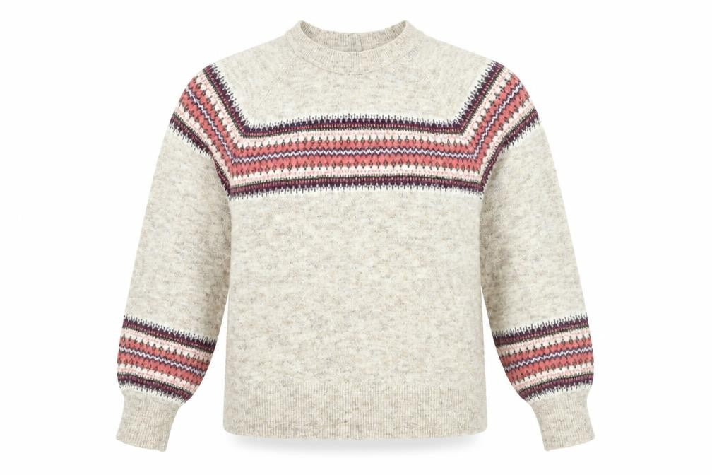 Next Womens Beige Round Neck Geometric Polyester Pullover Jumper Size S