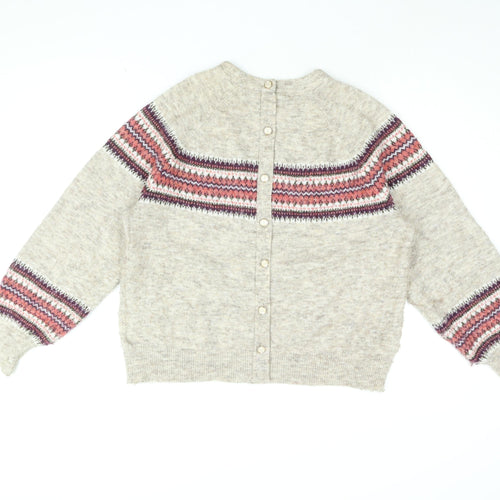 NEXT Womens Beige Round Neck Geometric Polyester Pullover Jumper Size S