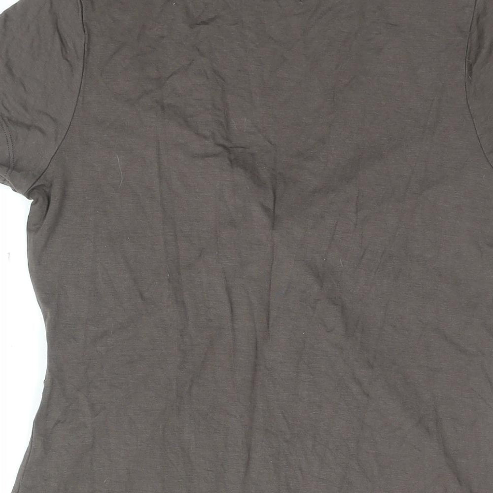 Laura D. Womens Brown Viscose Basic T-Shirt Size 14 V-Neck