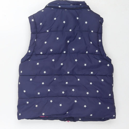 Boden Girls Black Geometric Gilet Waistcoat Size 3-4 Years Zip - Stars