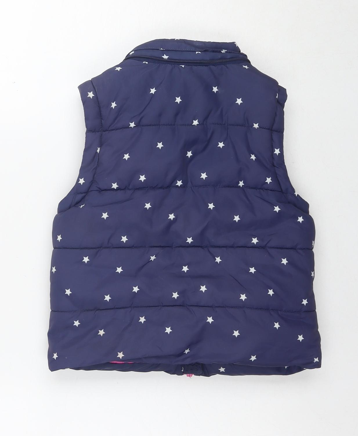 Boden Girls Black Geometric Gilet Waistcoat Size 3-4 Years Zip - Stars