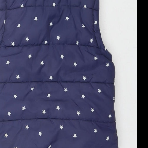 Boden Girls Black Geometric Gilet Waistcoat Size 3-4 Years Zip - Stars