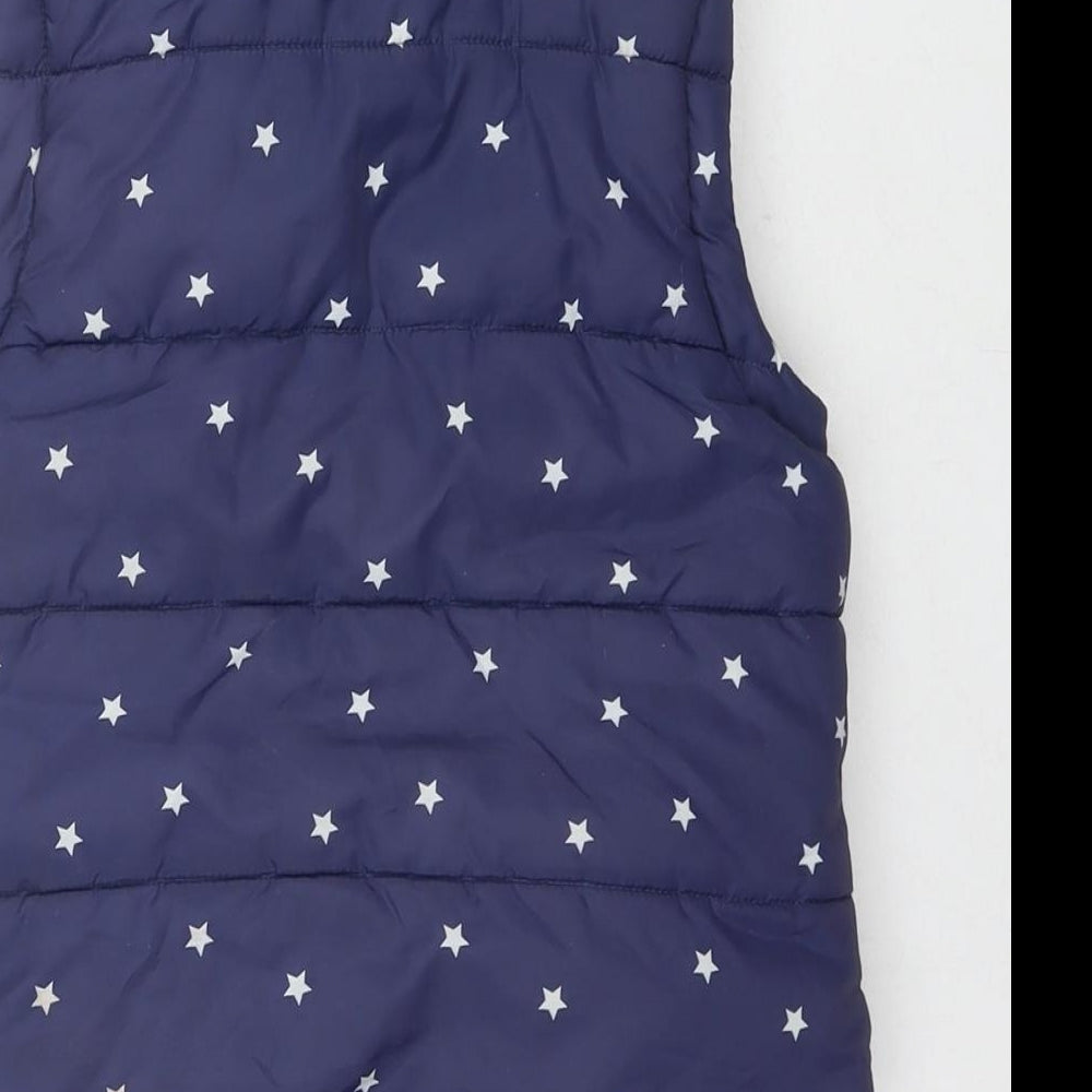 Boden Girls Black Geometric Gilet Waistcoat Size 3-4 Years Zip - Stars