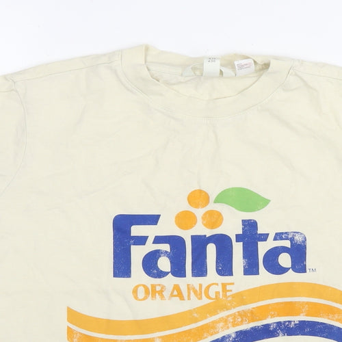 Coca-Cola Womens Ivory Cotton Basic T-Shirt Size M Round Neck - Fanta