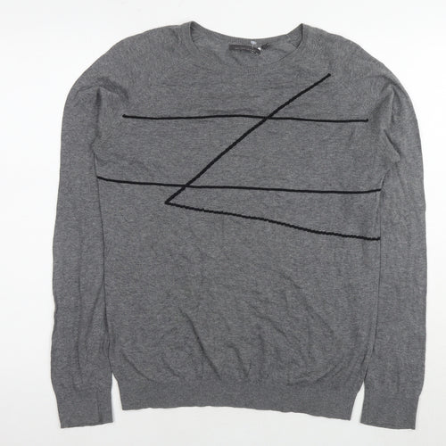 IKKS Womens Grey Polyester Pullover Sweatshirt Size S Pullover - Geometric Detail