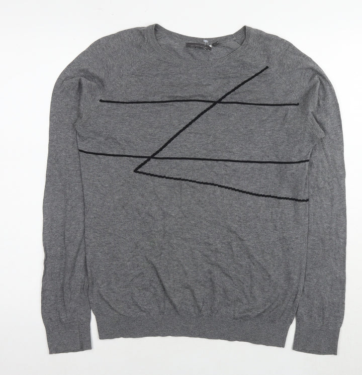 IKKS Womens Grey Polyester Pullover Sweatshirt Size S Pullover - Geometric Detail
