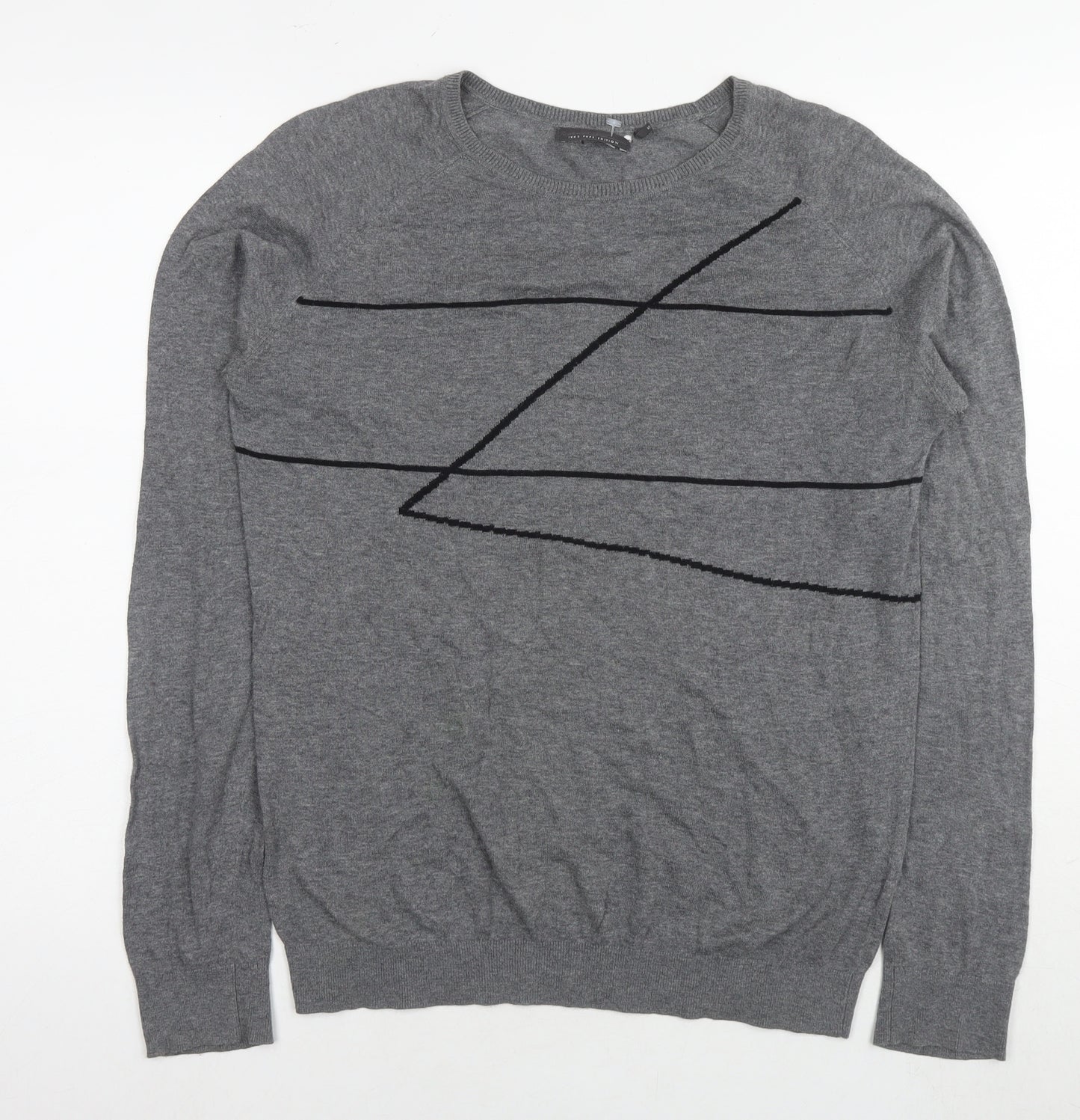 IKKS Womens Grey Polyester Pullover Sweatshirt Size S Pullover - Geometric Detail