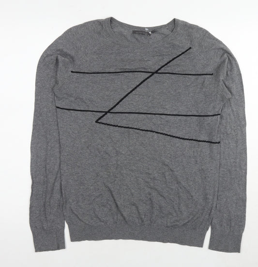 IKKS Womens Grey Polyester Pullover Sweatshirt Size S Pullover - Geometric Detail