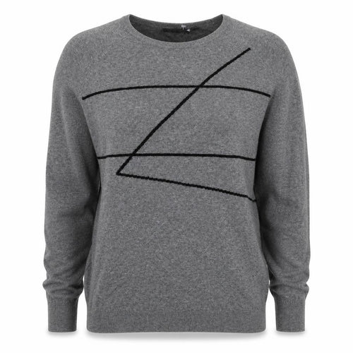 IKKS Womens Grey Polyester Pullover Sweatshirt Size S Pullover - Geometric Detail