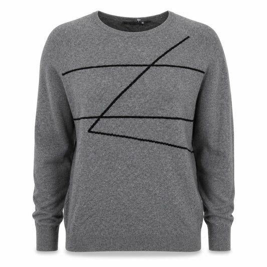 IKKS Womens Grey Polyester Pullover Sweatshirt Size S Pullover - Geometric Detail