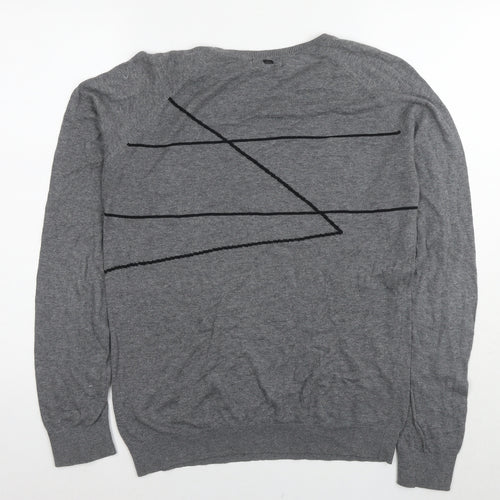 IKKS Womens Grey Polyester Pullover Sweatshirt Size S Pullover - Geometric Detail
