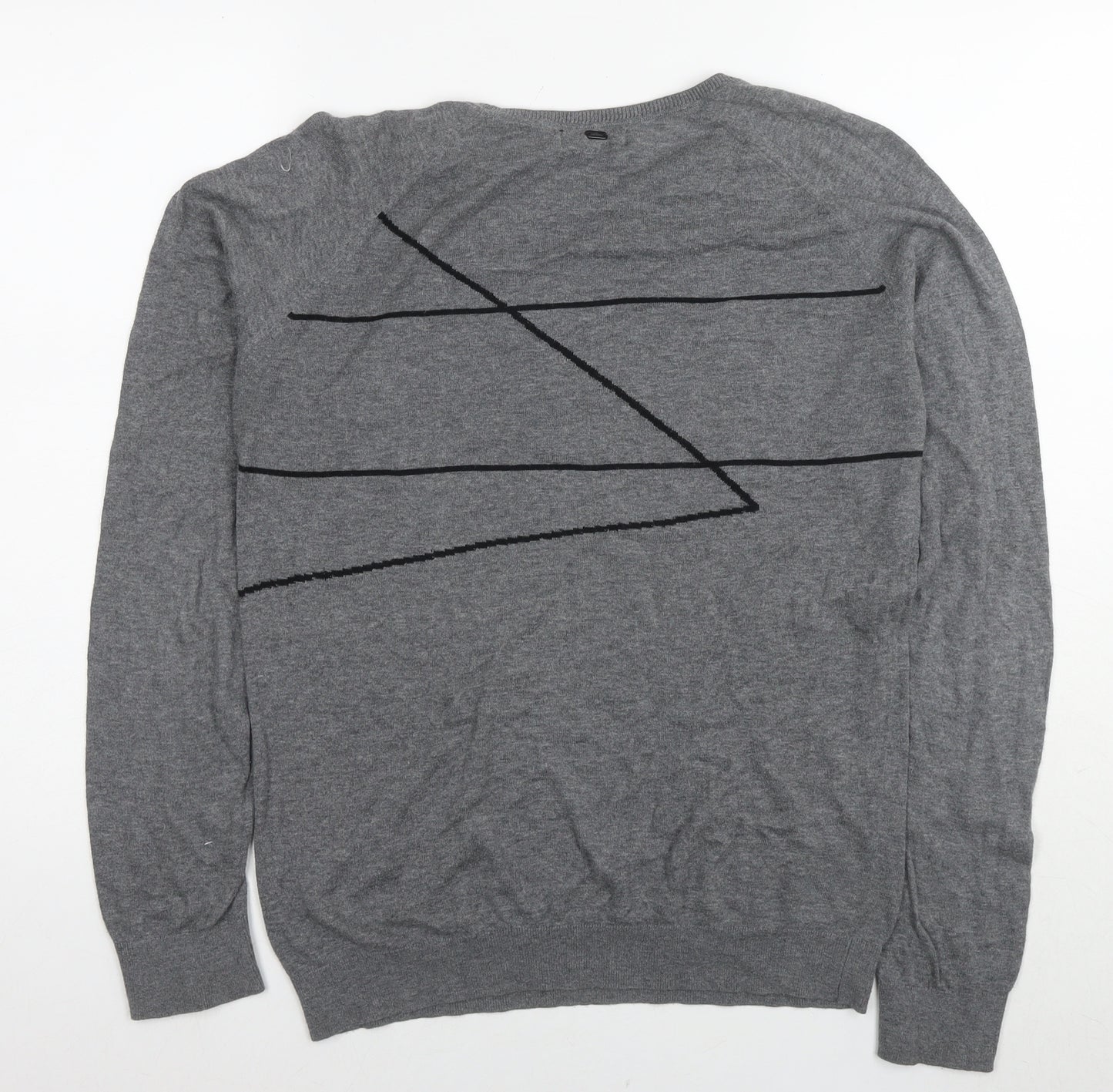 IKKS Womens Grey Polyester Pullover Sweatshirt Size S Pullover - Geometric Detail