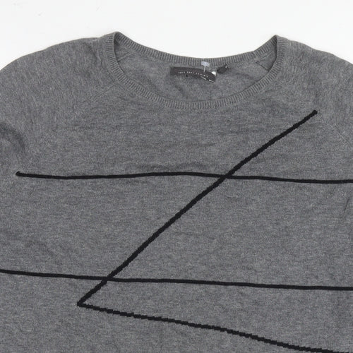 IKKS Womens Grey Polyester Pullover Sweatshirt Size S Pullover - Geometric Detail