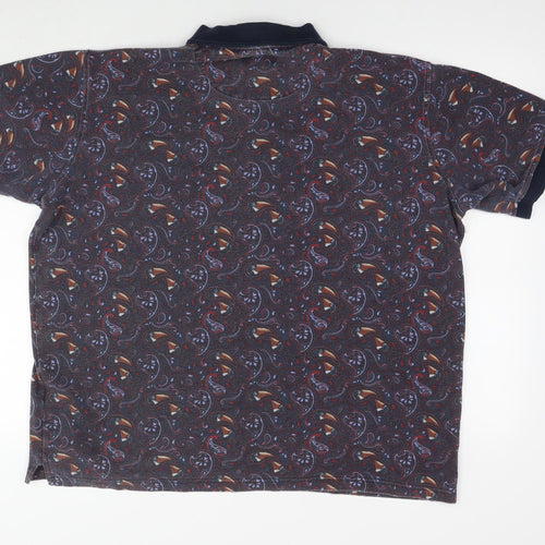 Guinness Mens Blue Paisley Cotton Polo Size XL Collared Pullover