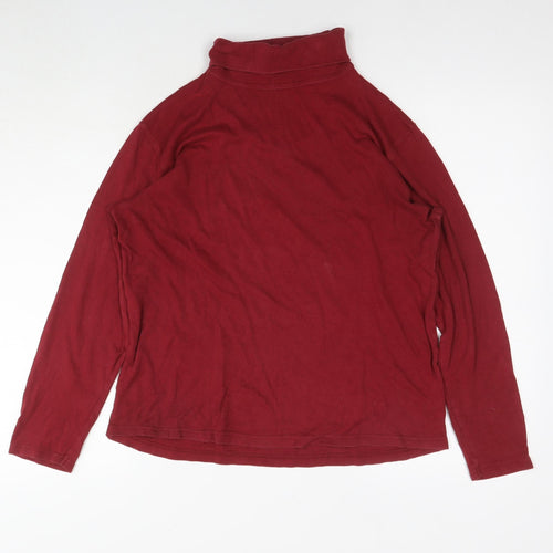 One Valley Womens Red Cotton Basic T-Shirt Size S Roll Neck