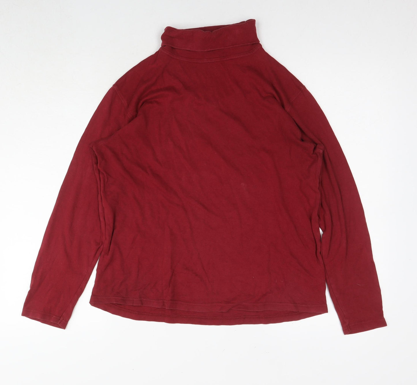 One Valley Womens Red Cotton Basic T-Shirt Size S Roll Neck