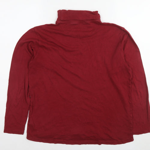 One Valley Womens Red Cotton Basic T-Shirt Size S Roll Neck