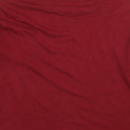 One Valley Womens Red Cotton Basic T-Shirt Size S Roll Neck