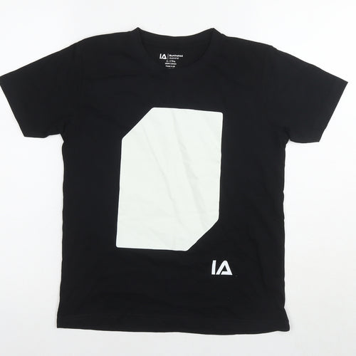 Illuminated Apparel Boys Black Cotton Basic T-Shirt Size 9-10 Years Round Neck Pullover - Age 9-11 Years Logo