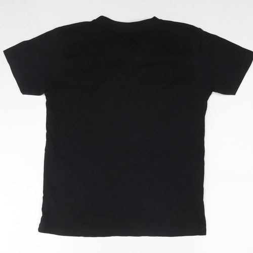 Illuminated Apparel Boys Black Cotton Basic T-Shirt Size 9-10 Years Round Neck Pullover - Age 9-11 Years Logo