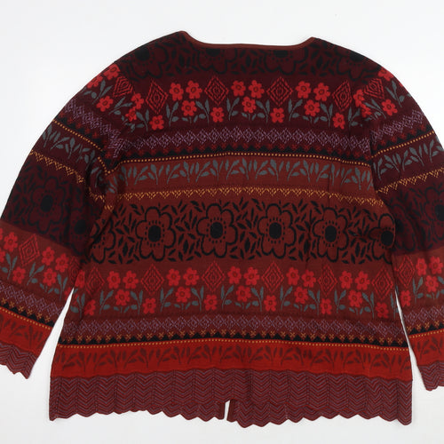 Gudrun Sjödén Womens Brown V-Neck Floral Cotton Cardigan Jumper Size XL