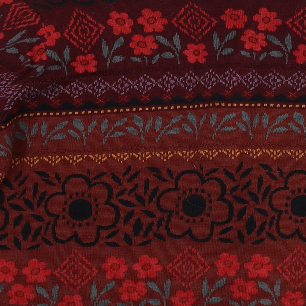 Gudrun Sjödén Womens Brown V-Neck Floral Cotton Cardigan Jumper Size XL
