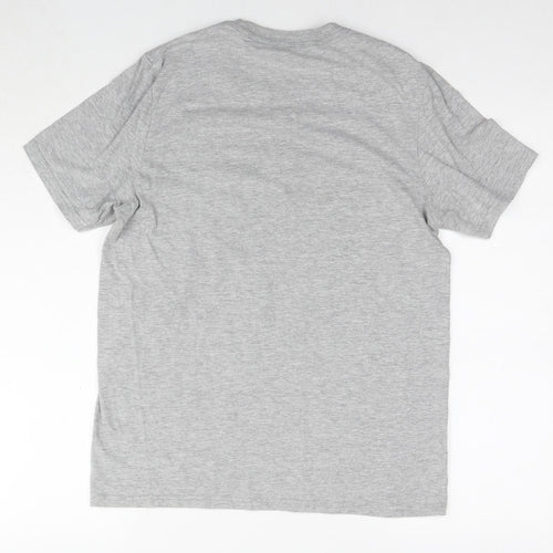 adidas Mens Grey Cotton T-Shirt Size S Round Neck - Logo