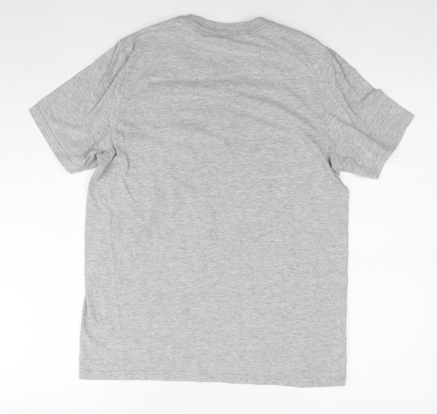 adidas Mens Grey Cotton T-Shirt Size S Round Neck - Logo