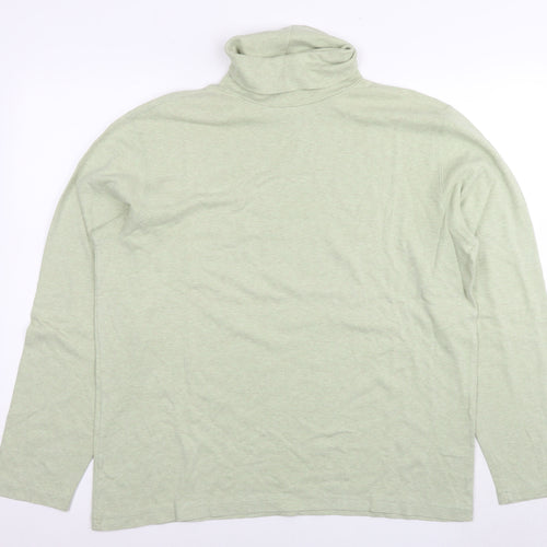 Lands' End Mens Green Polyester T-Shirt Size L Round Neck
