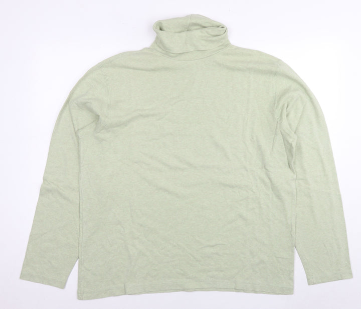 Lands' End Mens Green Polyester T-Shirt Size L Round Neck